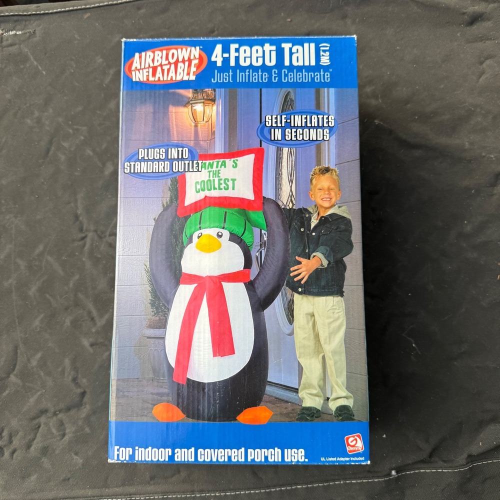 Gemmy Airblown Inflatable 4ft Penguin Santas‎ The Coolest Christmas WORKS